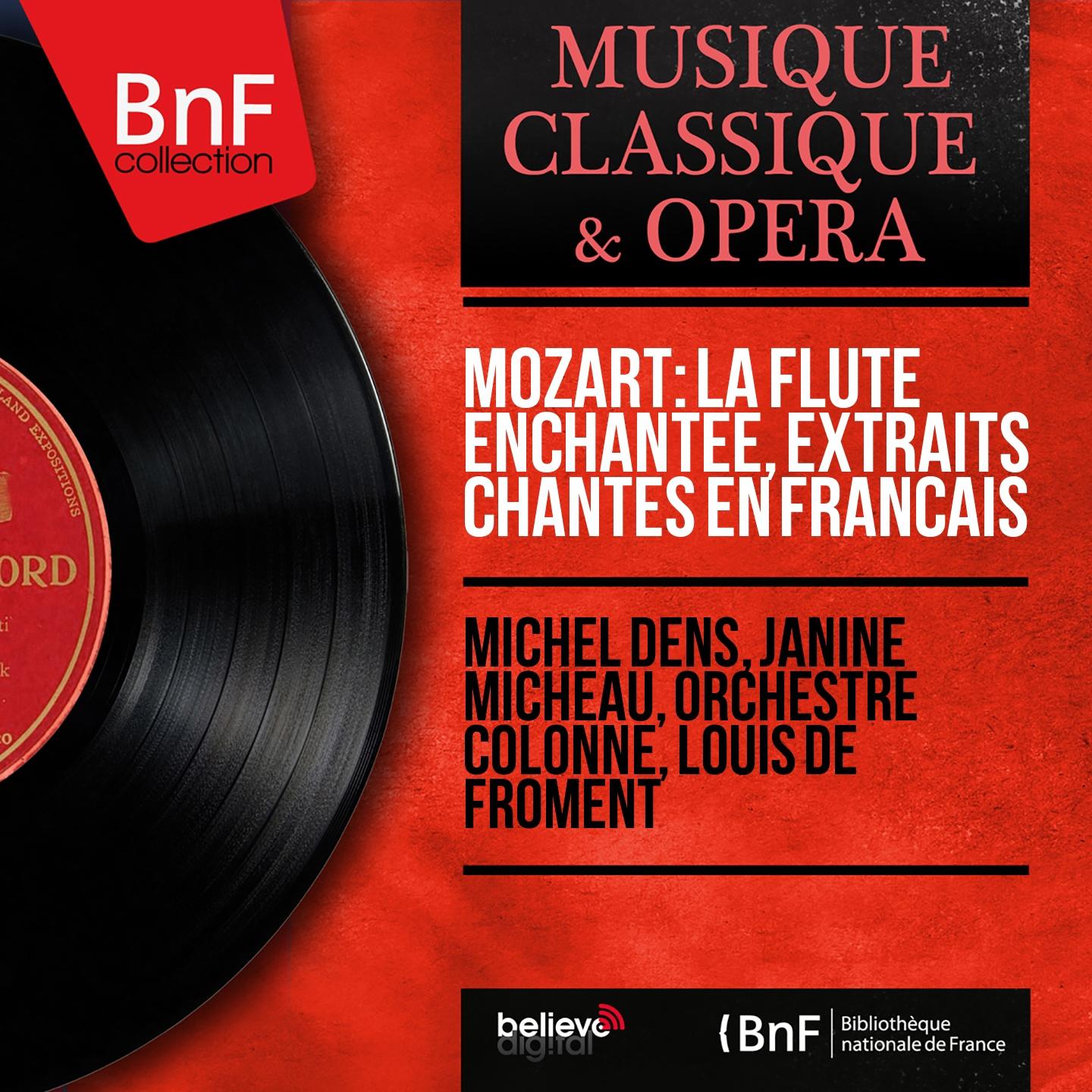 Постер альбома Mozart: La flûte enchantée, extraits chantés en français (Mono Version)