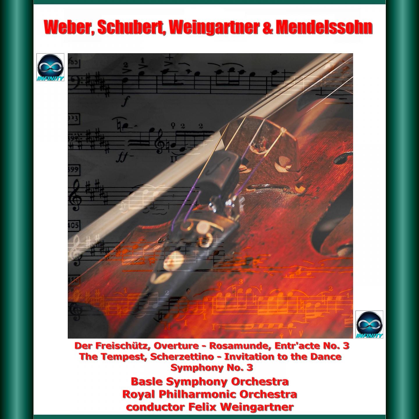 Постер альбома Weber, Schubert, Weingartner & Mendelssohn: Der Freischütz, Overture - Rosamunde, Entr'acte No. 3 - The Tempest, Scherzettino - Invitation to the Dance - Symphony No. 3