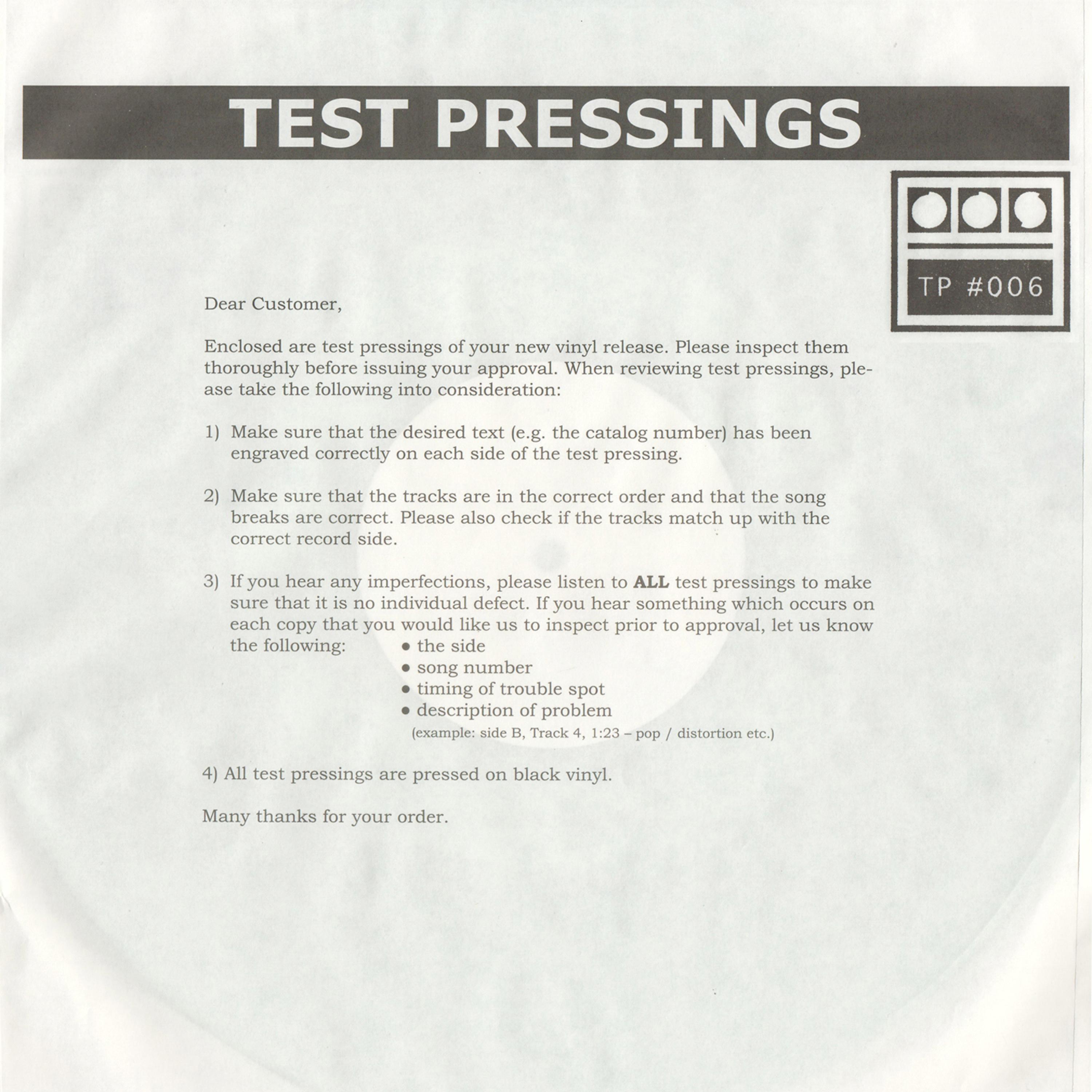 Постер альбома Testpressing#006