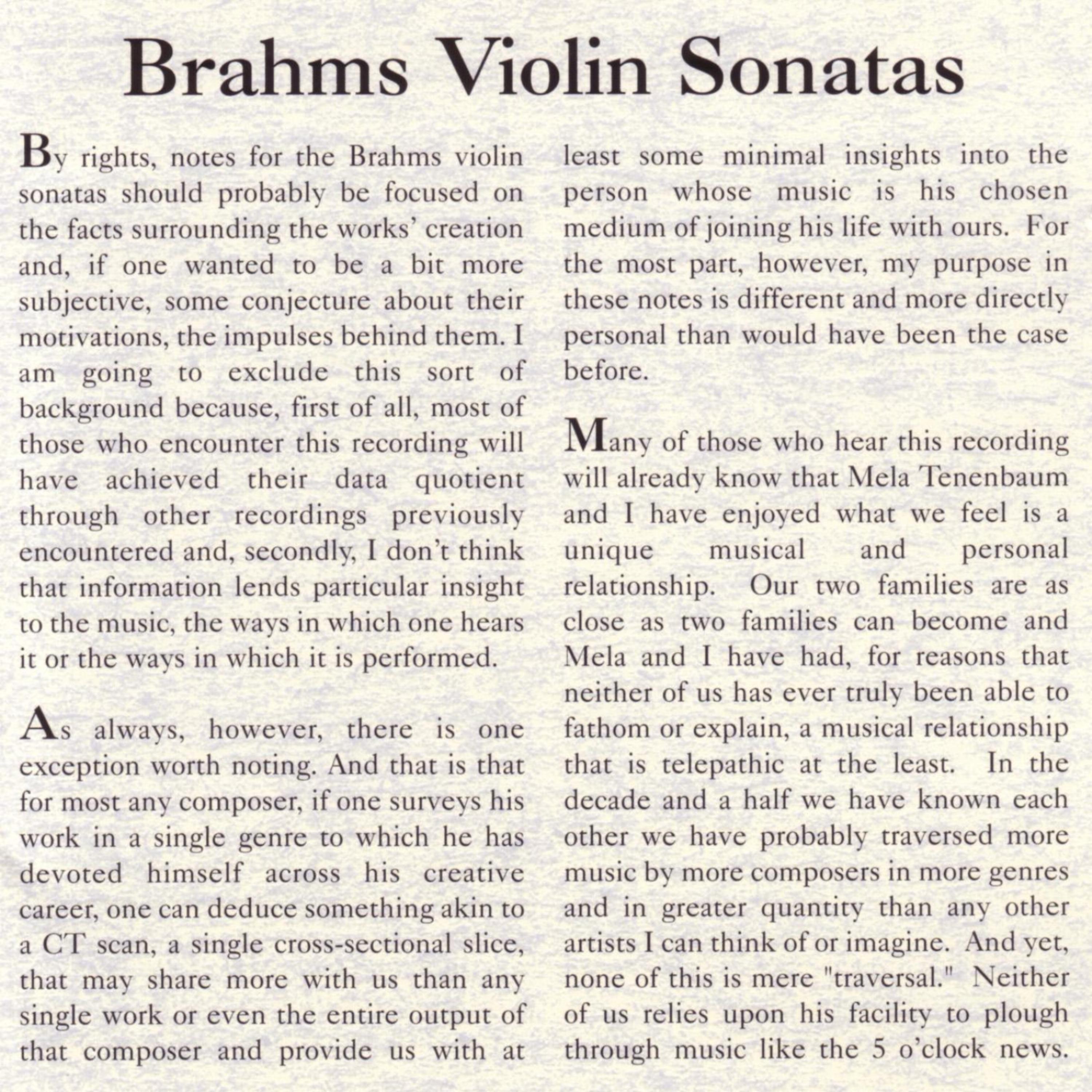 Постер альбома Brahms - The Violin Sonatas