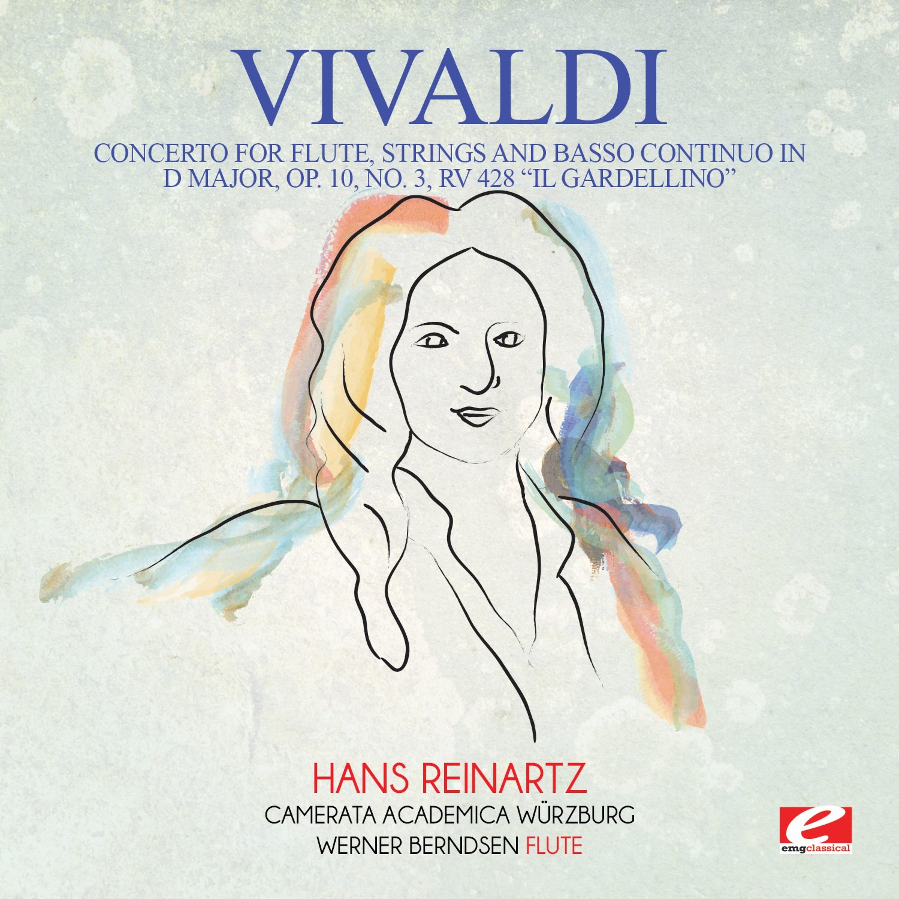 Постер альбома Vivaldi: Concerto for Flute, Strings and Basso Continuo in D Major, Op. 10, No. 3, RV 428 "Il Gardellino" (Digitally Remastered)