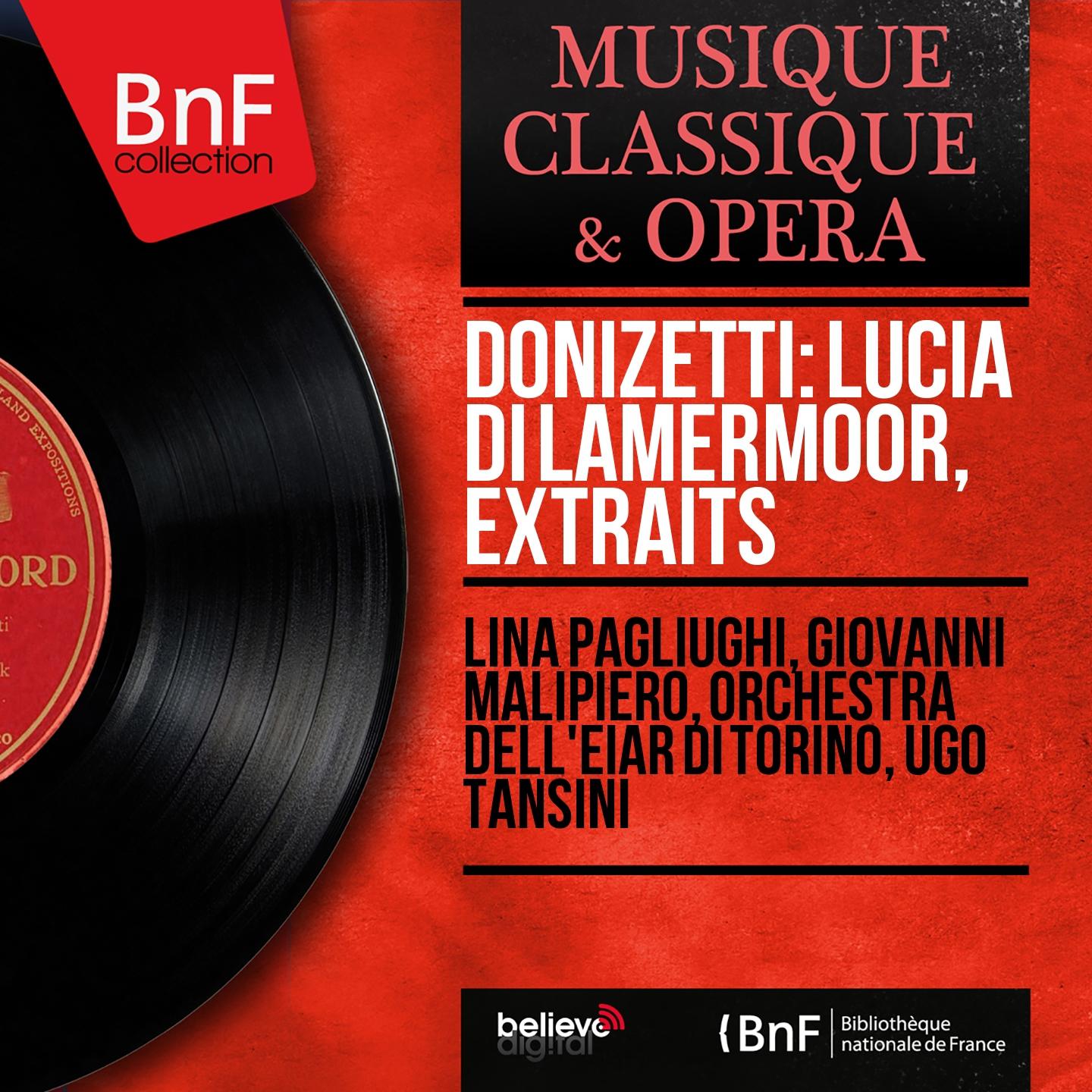 Постер альбома Donizetti: Lucia di Lamermoor, extraits (Mono Version)