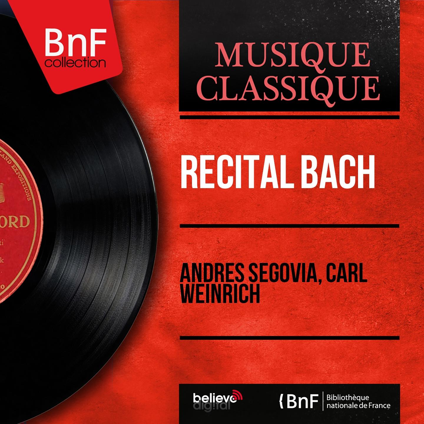 Постер альбома Récital Bach (Mono Version)