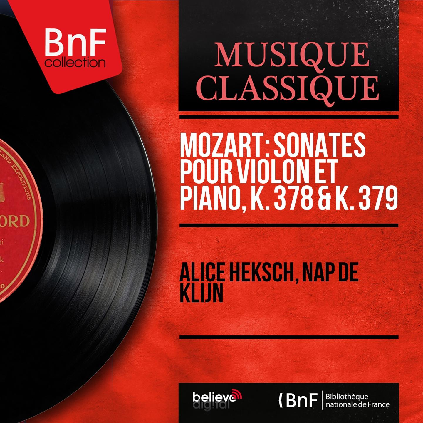 Постер альбома Mozart: Sonates pour violon et piano, K. 378 & K. 379 (Mono Version)