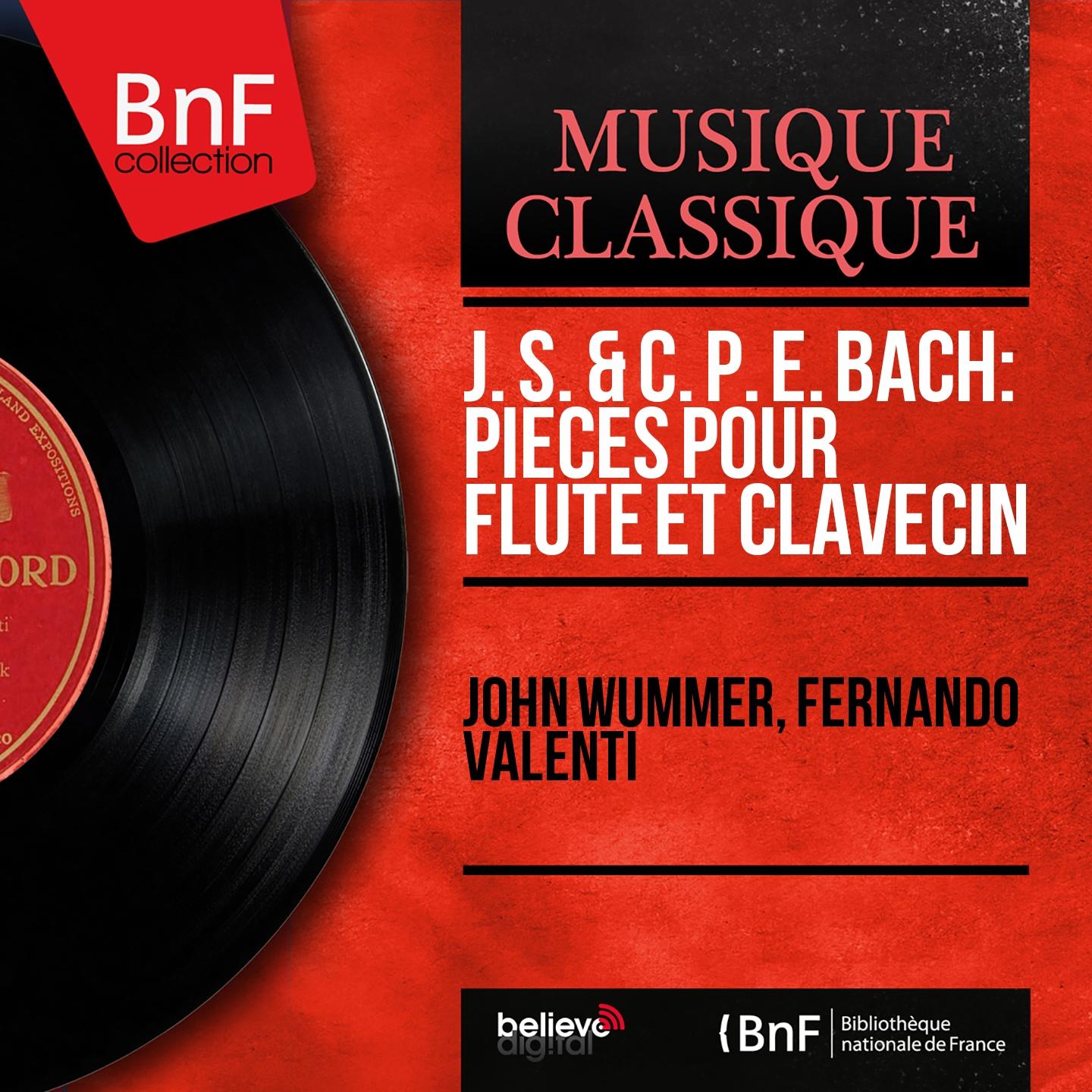 Постер альбома J. S. & C. P. E. Bach: Pièces pour flûte et clavecin (Mono Version)