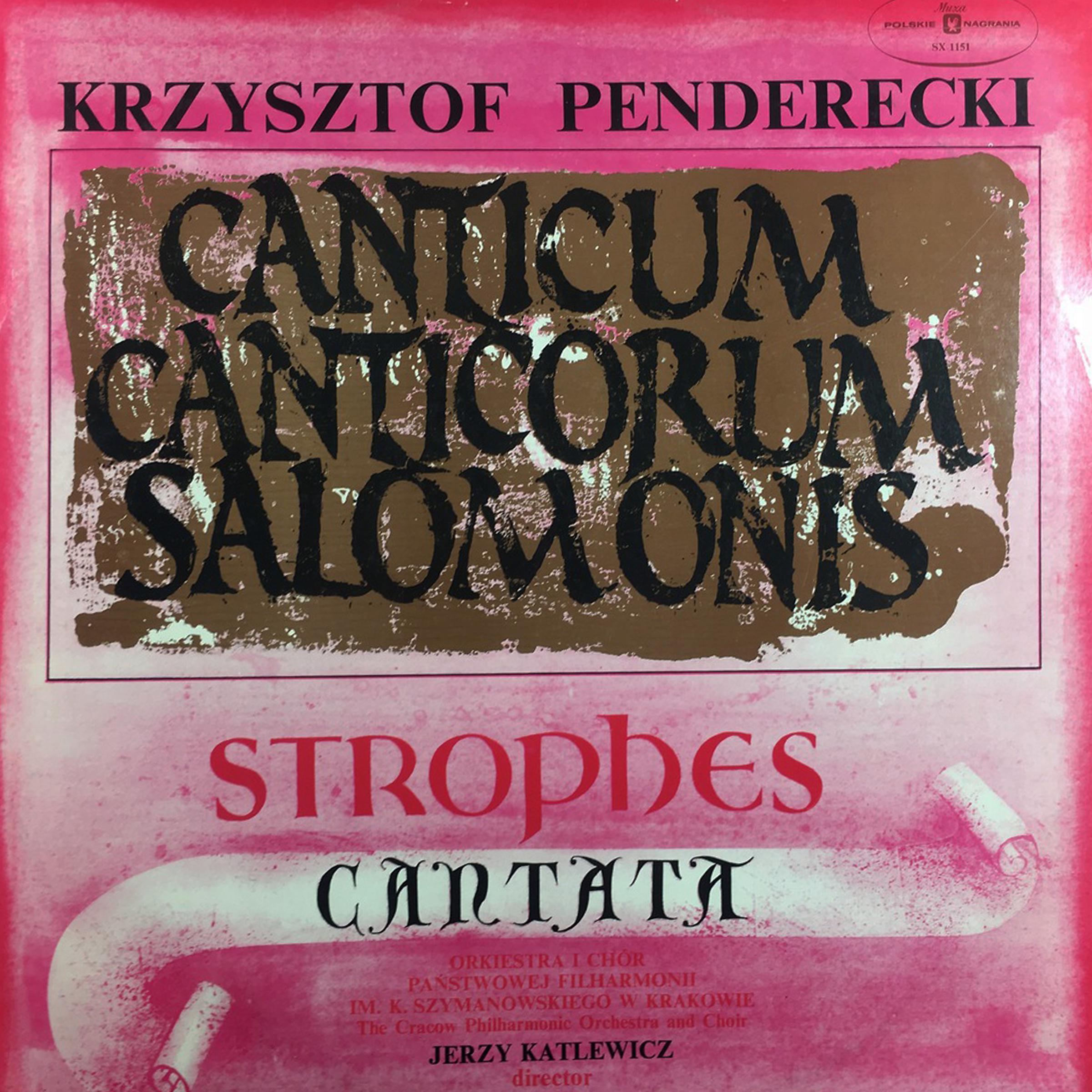 Постер альбома Canticum Canticorum Salomonis. Strophes. Cantata