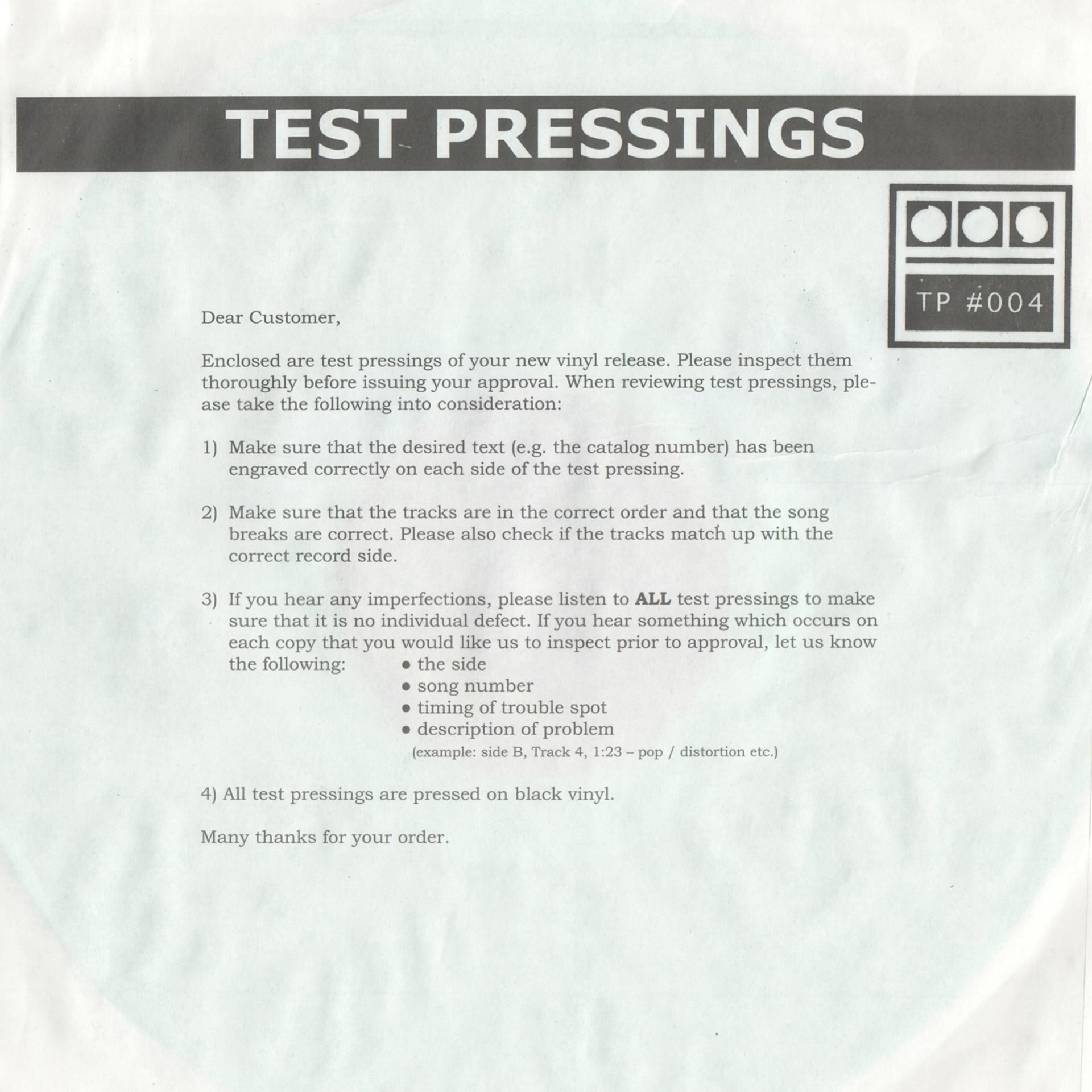 Постер альбома Testpressing#004