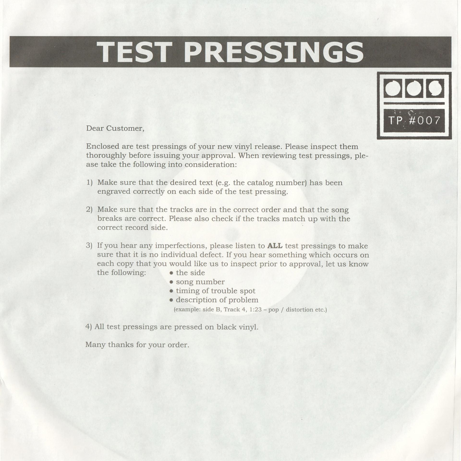 Постер альбома Testpressing#007