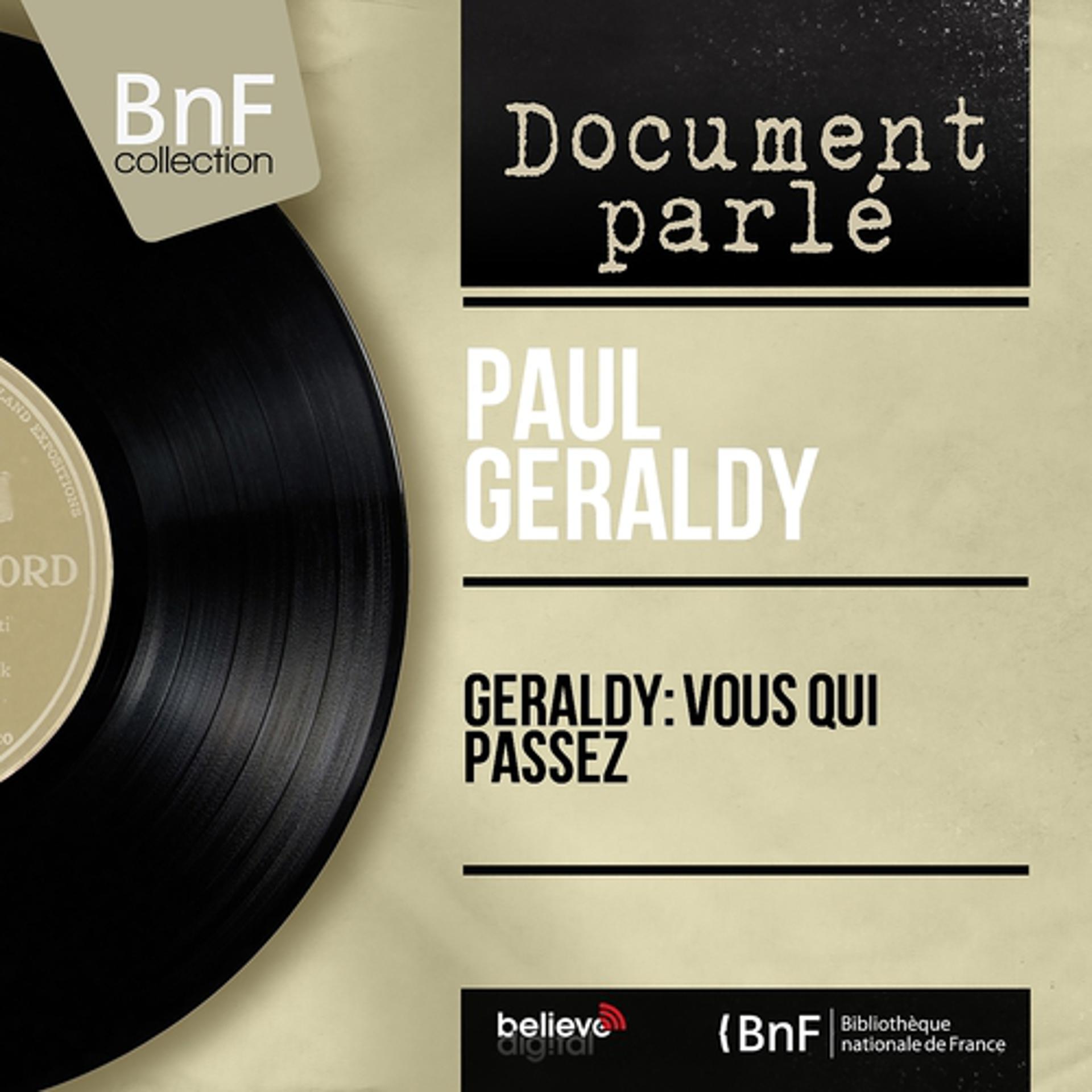 Постер альбома Géraldy: Vous qui passez (Mono version)