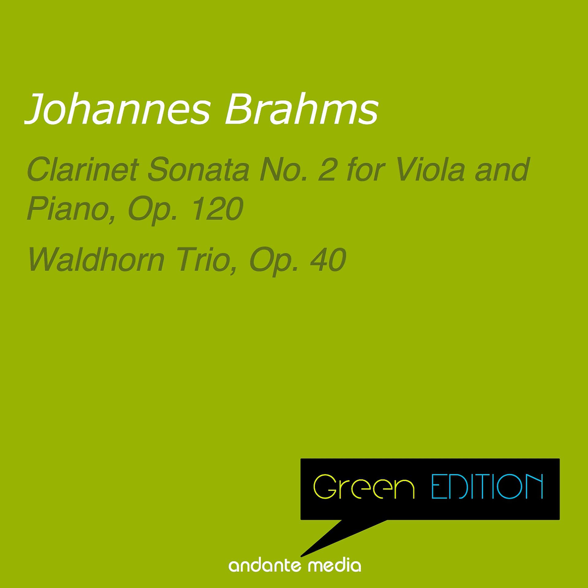 Постер альбома Green Edition - Brahms: Clarinet Sonata No. 2 for Viola and Piano, Op. 120 & Waldhorn Trio, Op. 40