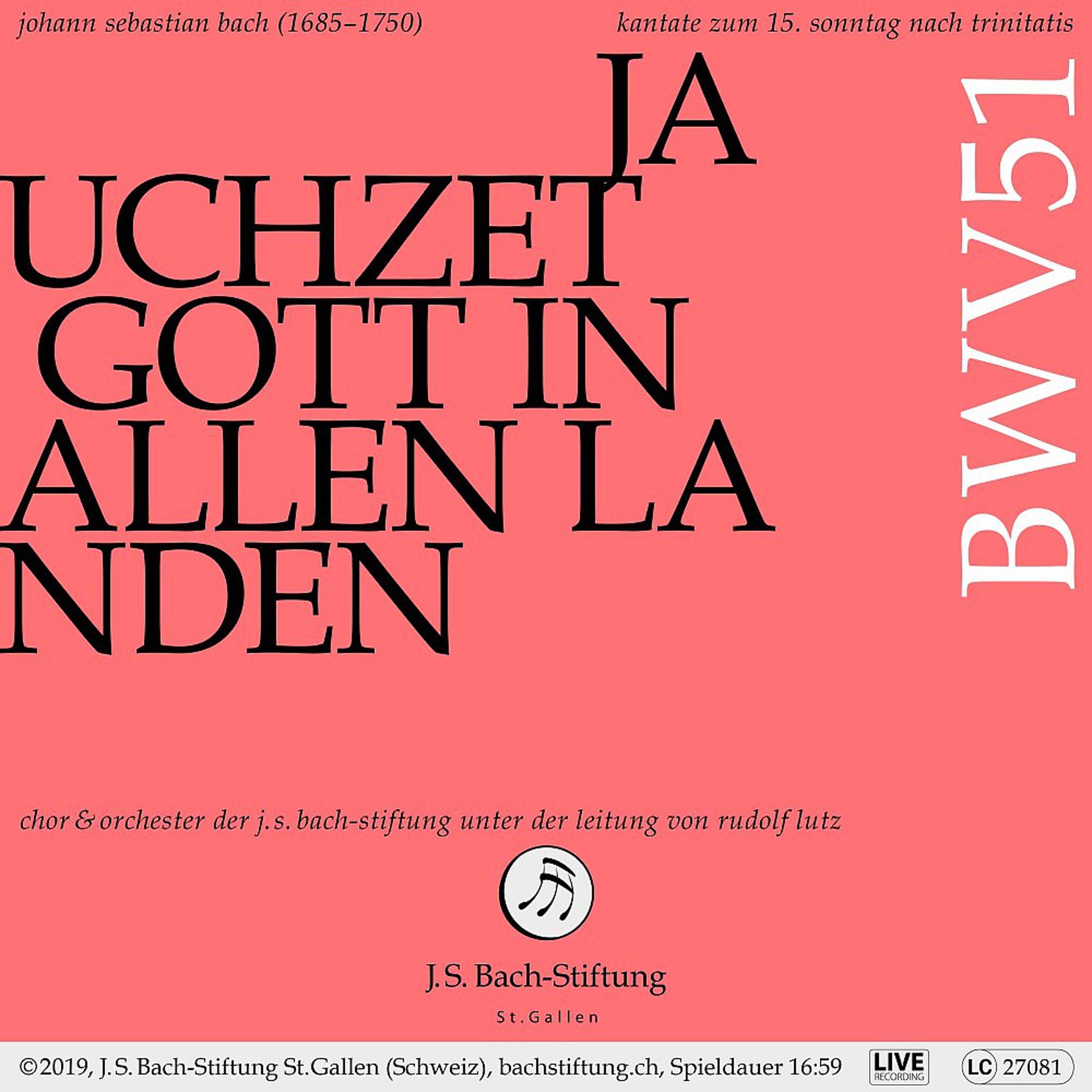 Постер альбома Bachkantate, BWV 51: Jauchzet Gott in allen Landen (Live)